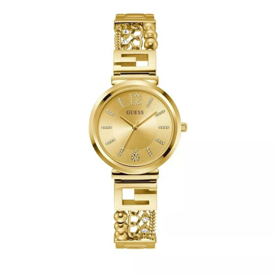 GUESS Ladies 32mm Watch - Gold Tone Bracelet Champagne Dial Gold Tone Case