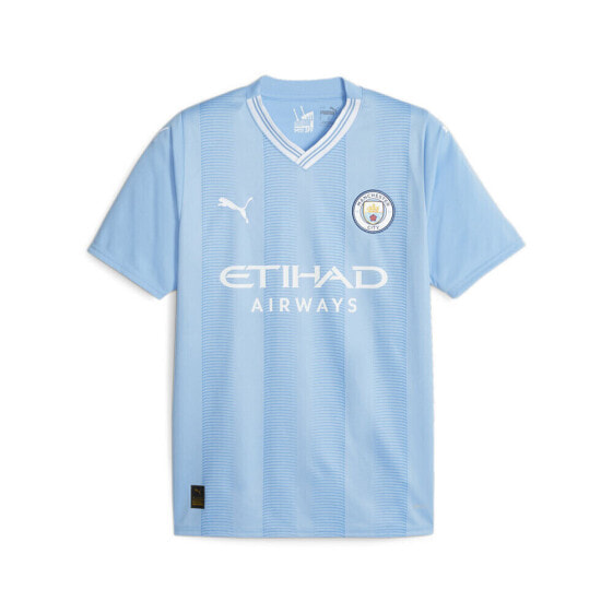 Puma Mcfc Home Replica V Neck Short Sleeve Soccer Jersey Mens Blue 77043801