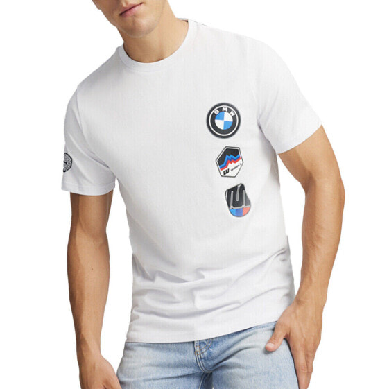 Puma Bmw Mms Garage Graphic Crew Neck Short Sleeve T-Shirt Mens Grey Casual Tops