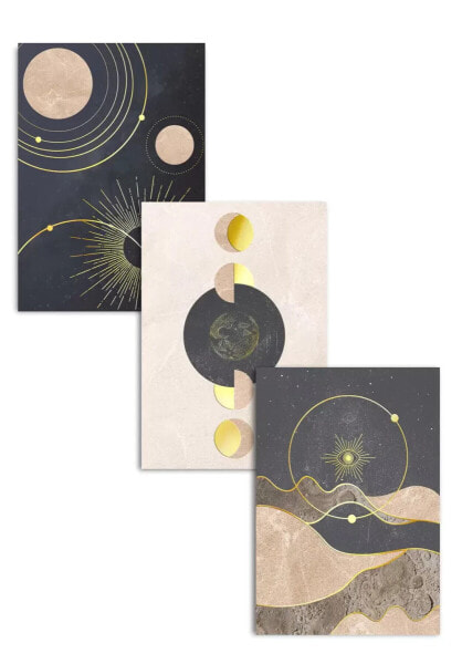 Planeten Gold Poster Set