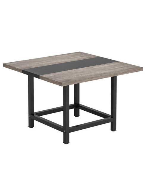 Square Dining Table for 4 People, Farmhouse 39.4"x 39.4" inches Wooden Kitchen Table Patio Table for Backyard &Small Space