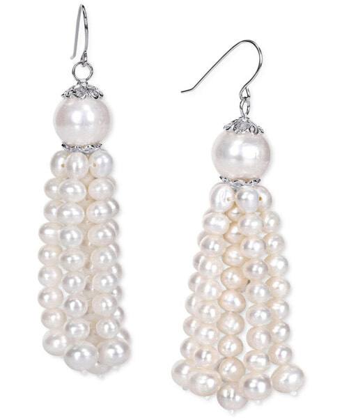 Cultured Freshwater Baroque Pearl (4-1/2 - 11mm) Tassel Drop Earrings in Sterling Silver