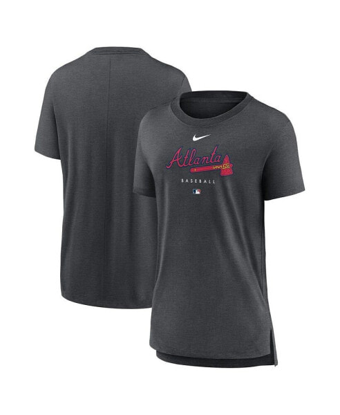 Women's Heather Charcoal Atlanta Braves Authentic Collection Early Work Tri-Blend T-shirt