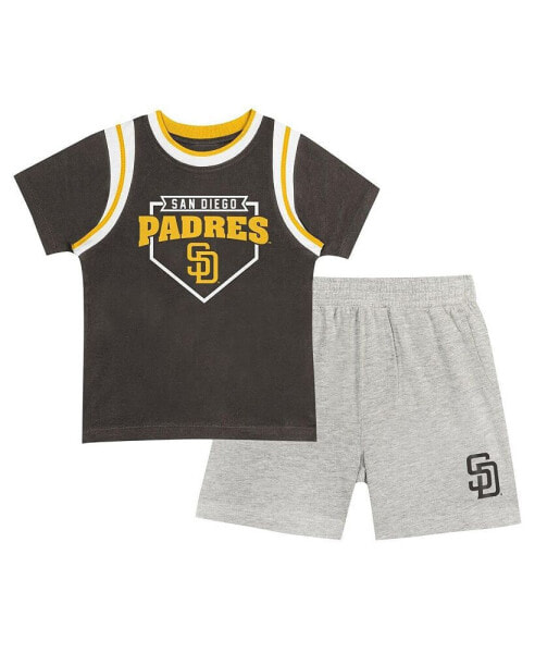 Toddler Fanatics Brown/Gray San Diego Padres Bases Loaded T-Shirt Shorts Set