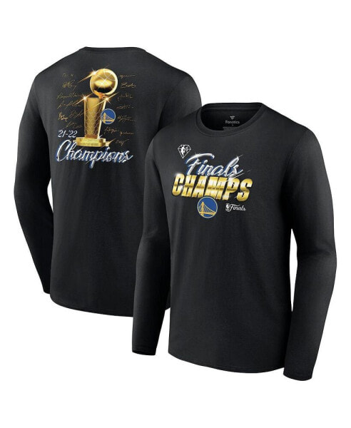 Men's Black Golden State Warriors 2022 NBA Finals Champions Forward Roster Signature Long Sleeve T-shirt