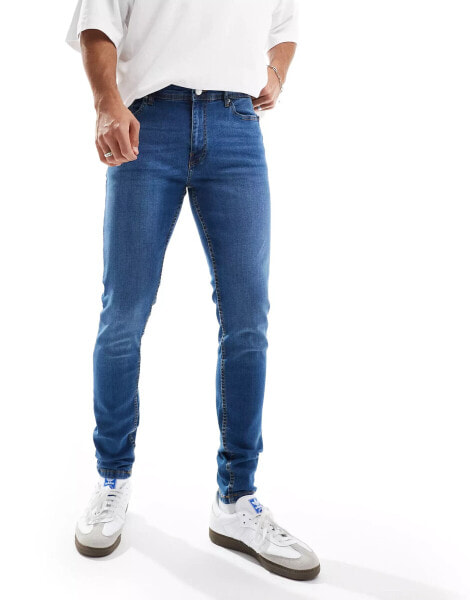 DTT stretch skinny fit jeans in mid blue