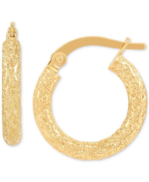 Textured Tube Small Hoop Earrings in 10k Gold, 5/8"