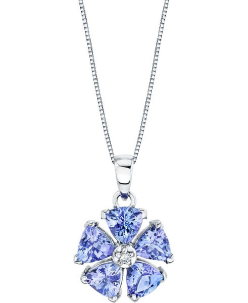 Macy's tanzanite (2-1/4 ct. t.w.) & Diamond Accent Flower 18" Pendant Necklace in 14k White Gold