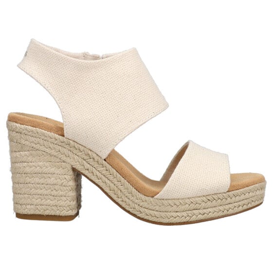 TOMS Majorca Espadrille Rope Block Heels Womens Beige Casual Sandals 10019702T