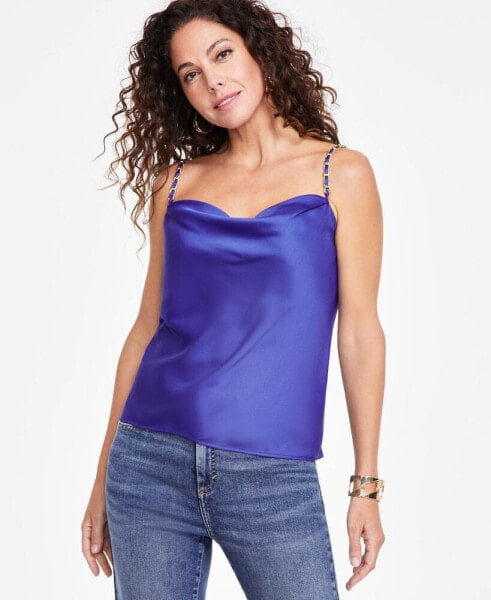Women's Chain-Trim Cowlneck Top, Created for Macy's