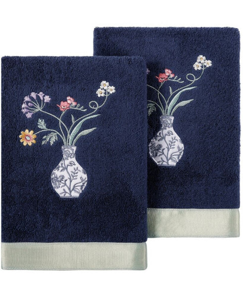 Textiles Turkish Cotton Stella Embellished Hand Towel Set, 2 Piece