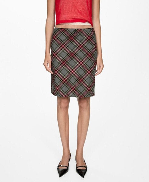 Women's Lace Finish Check Skirt