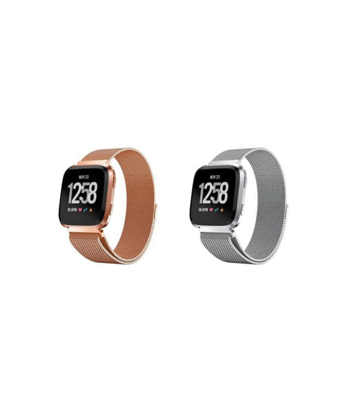 Unisex Loop Fitbit Versa Assorted Stainless Steel Watch Replacement Bands - Pack of 2