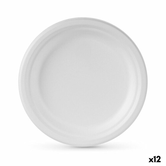 Набор посуды одноразовый Algon Белый Сахарный тростник 22 см (12 штук)