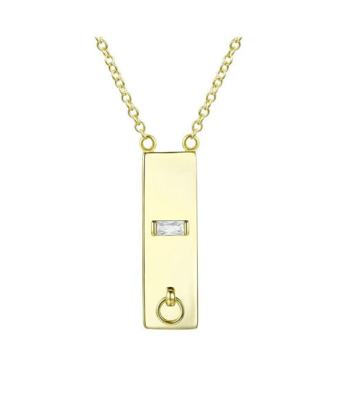 14K Gold Plated Radiant Cubic Zirconia Bar Necklace