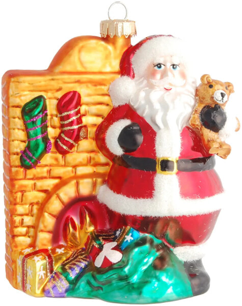 Santa am Kamin 12cm aus Glas