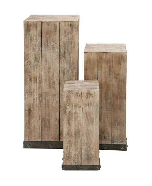 Rustic Pedestal Table, Set of 3