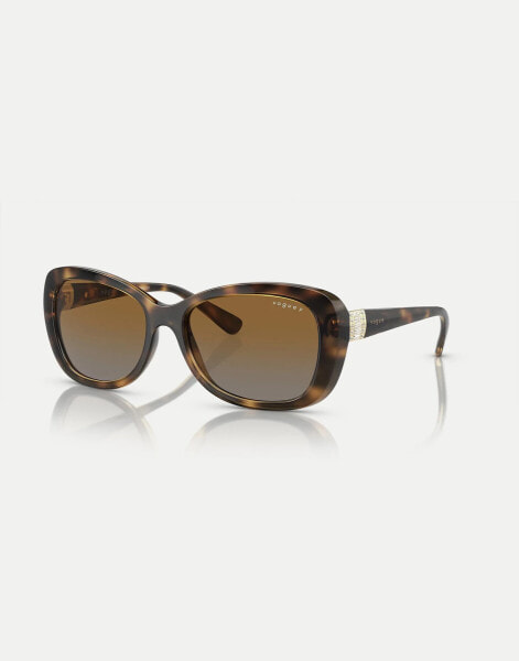 Vogue Butterfly sunglasses with brown polarised lens in dark havana