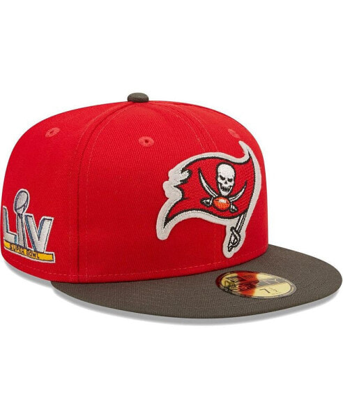 Men's Red, Pewter Tampa Bay Buccaneers Super Bowl Lv Letterman 59Fifty Fitted Hat