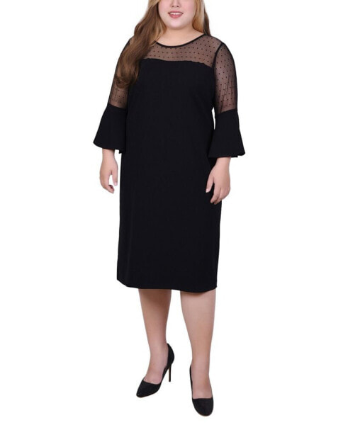 Plus Size Illusion Neck Scuba Dress