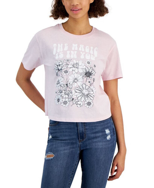 Juniors' Magic Floral Graphic Crewneck Tee