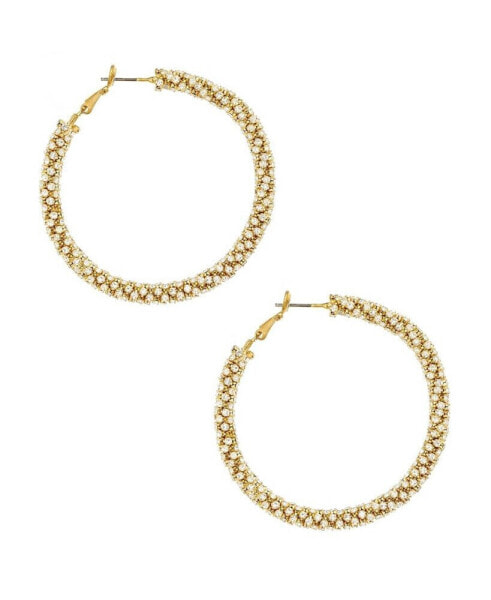 Серьги Ettika Crystal Gold Plated Rope Hoop