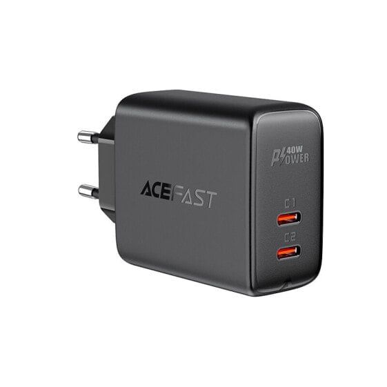 Зарядное устройство сетевое Acefast 2x USB-C 40W PPS PD QC 3.0 AFC FCP черное