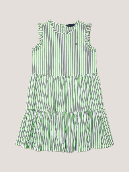 Kids' Stripe Cotton Ruffle Dress