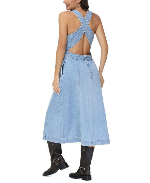 Women's Chambray Cross-Back Midi Dress