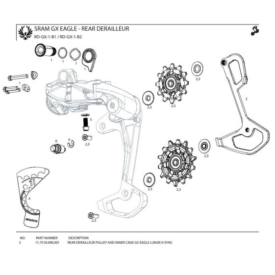 Задняя внутренняя клетка SRAM GX Eagle Лунный держатель переключателя