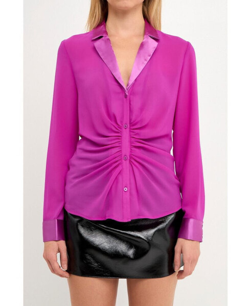 Women's Front Ruched Chiffon Blouse