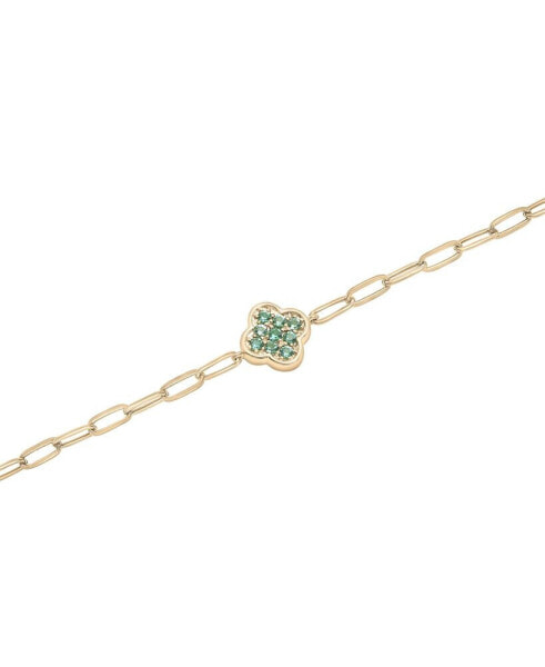 Браслет Macy's Labor Emerald Clover 14k Gold-Plated Silver.