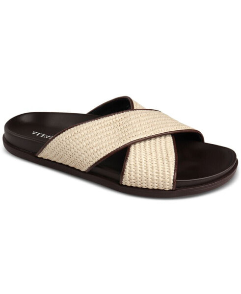 Men's Whitter Faux-Raffia Crossed Strap Sandals, Created for Macy's