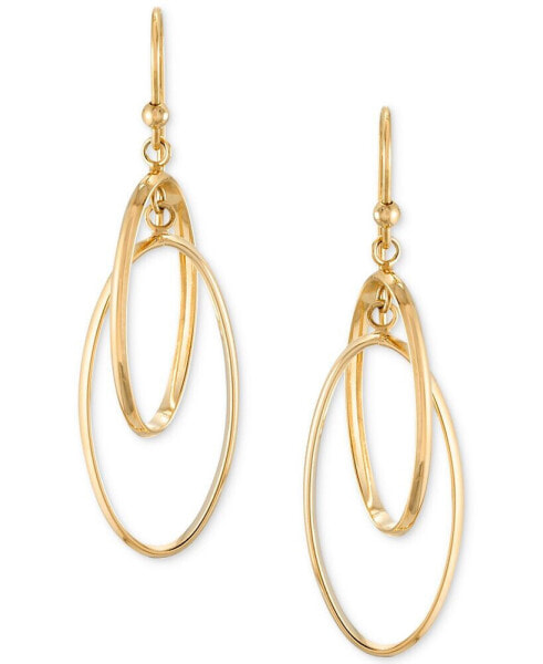 Polished Interlocking Orbital Oval Drop Hoop Earrings in 10k Gold