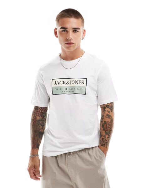 Jack & Jones oversized t-shirt with front logo in white