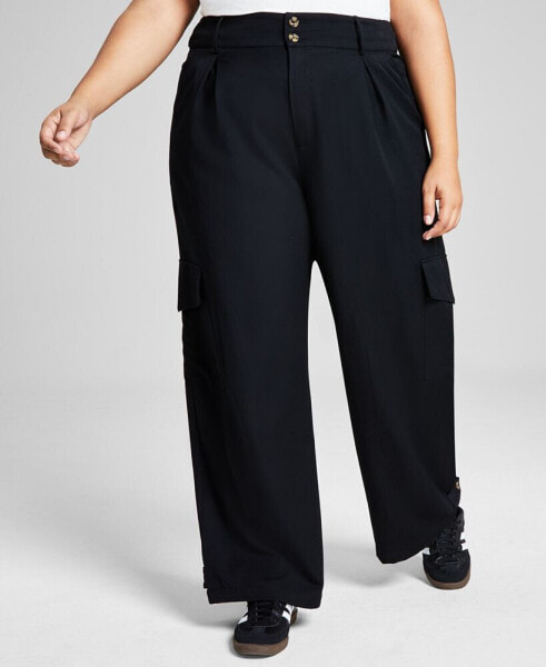 Trendy Plus Size Wide-Leg Pleated Cargo Pants