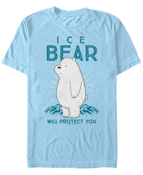 Men's We Bare Bears Ice Bear Will Protect You Short Sleeve T- shirt