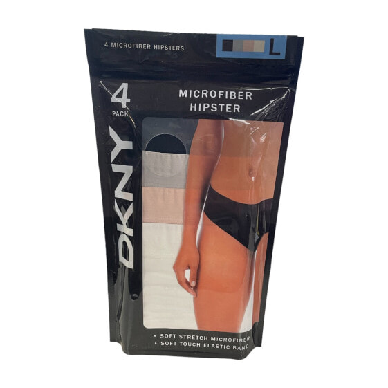 DKNY Women's Soft Stretch Microfiber 4 Pack Hipster Underwear