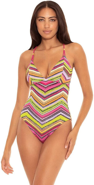 Becca by Rebecca Virtue 273323 Over The Shoulder One Piece Swimsuit Multi M