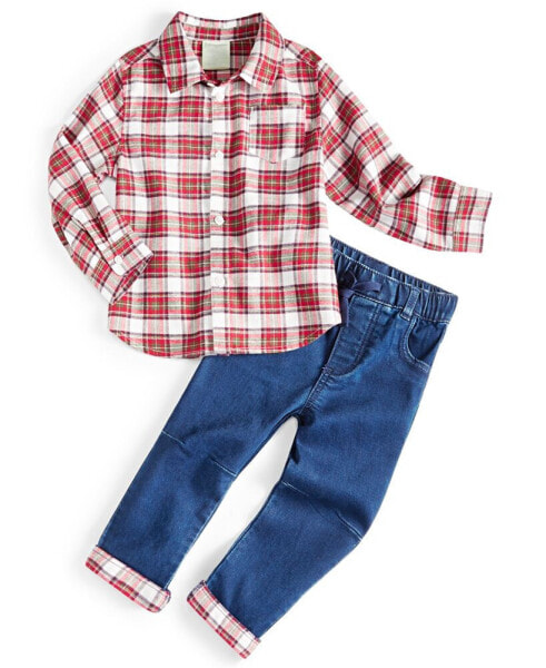Костюм для малышей First Impressions Рубашка в клетку и джинсы, 2 шт.