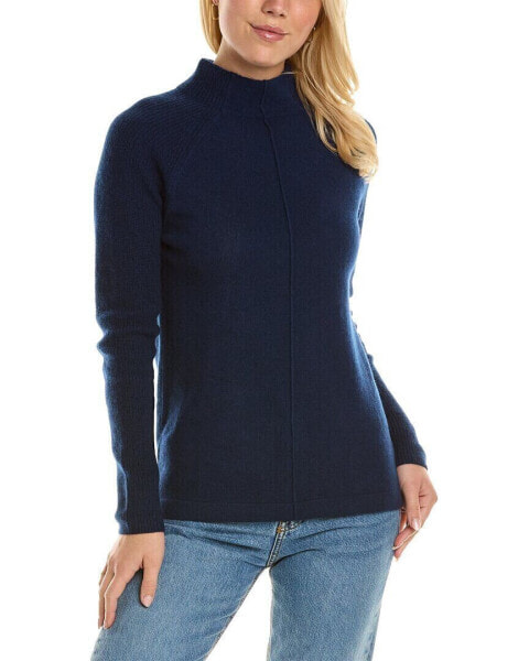 Forte Cashmere Center Front Seam Funnel Neck Cashmere Sweater Women's Blue Xs