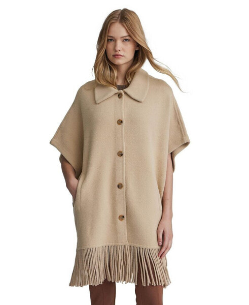 Women's Mink Eyelash Fringe Hem Cape