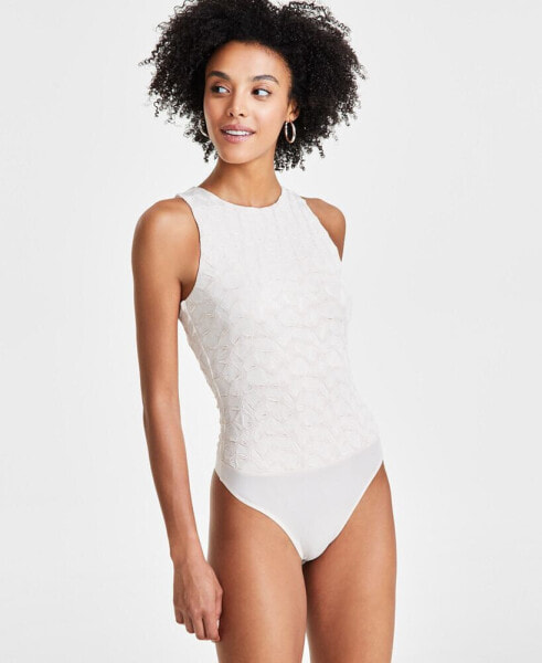 Women's Floral-Textured Sleeveless Bodysuit, Created for Macy's