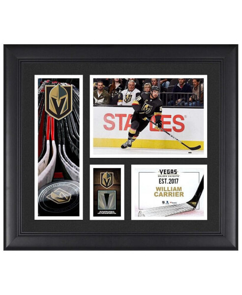 William Carrier Vegas Golden Knights Framed 15" x 17" Player Collage with a Piece of Game-Used Puck