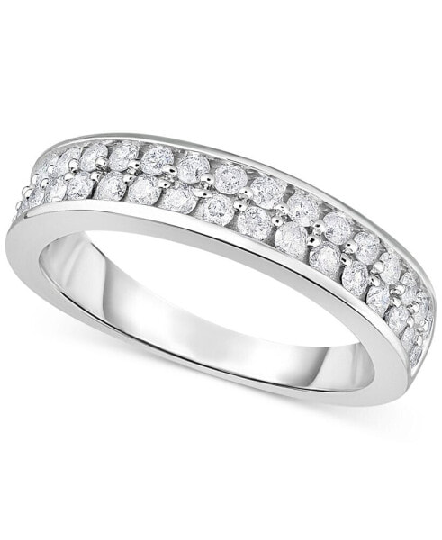 Diamond Double Row Band (3/4 ct. t.w.) in 14k White Gold