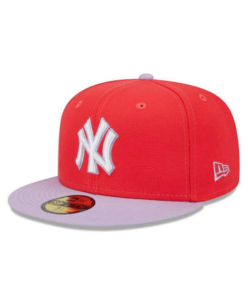 Бейсболка двухцветная New Era New York Yankees красная, лавандовая