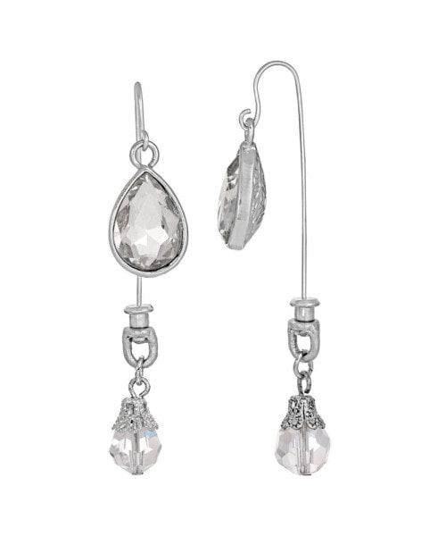 Crystal Teardrop Front Back Drop Earrings