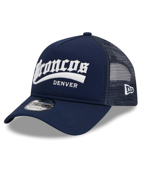 Men's Navy Denver Broncos Caliber Trucker 9FORTY Adjustable Hat