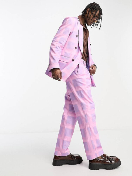 Viggo Isco check suit trousers in purple