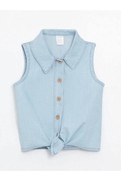 LCW baby Basic Kolsuz Kız Bebek Jean Gömlek